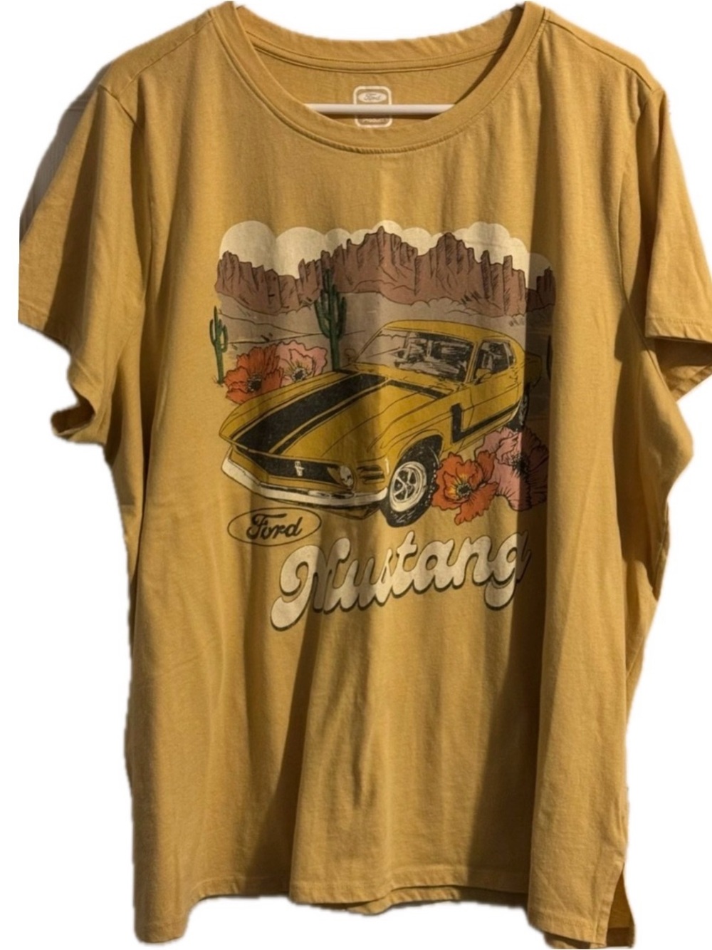 Maurice’s Yellow Vintage Ford Mustang Desert Classic Fit Graphic Tee Plus Sz 2X